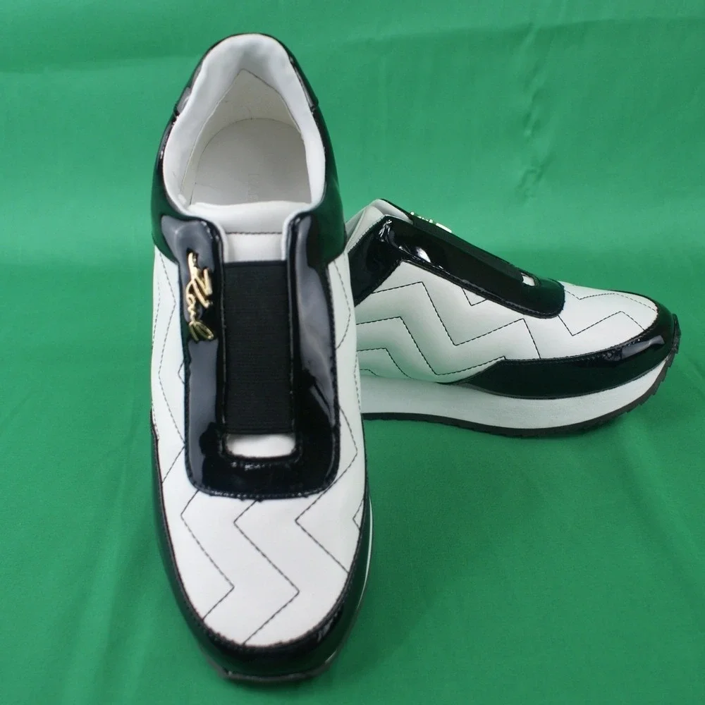 Karl Lagerfeld Paris Melody‎ Black/White Faux Leather Platform Womens Sneakers 8